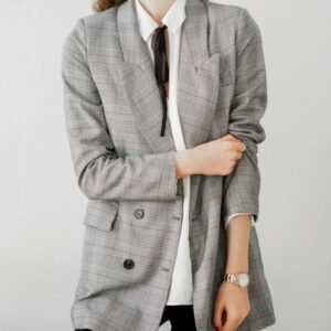 Grey Check Oversized Blazer