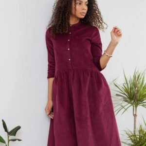 Maroon Button Shirt Dress